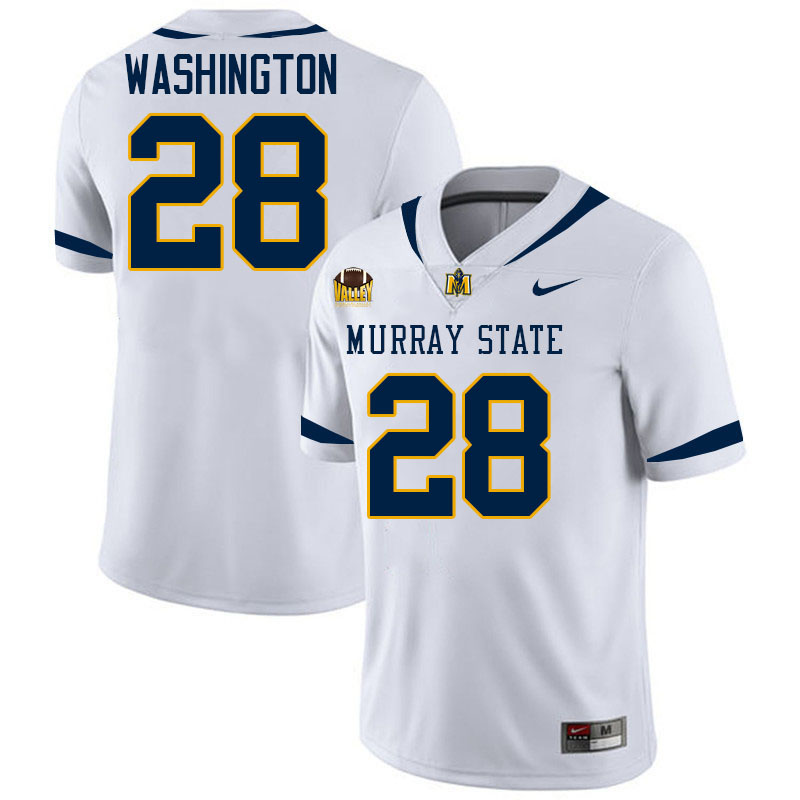 Murray State Racers #28 Jordan Washington College Football Jerseys,Uniforms-White